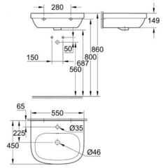УМЫВАЛЬНИК GROHE EURO CERAMIC 55 39336000