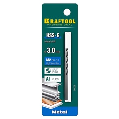 KRAFTOOL HSS-G, 3.0 х 61 мм, сталь P6M5, сверло по металлу (29651-3)