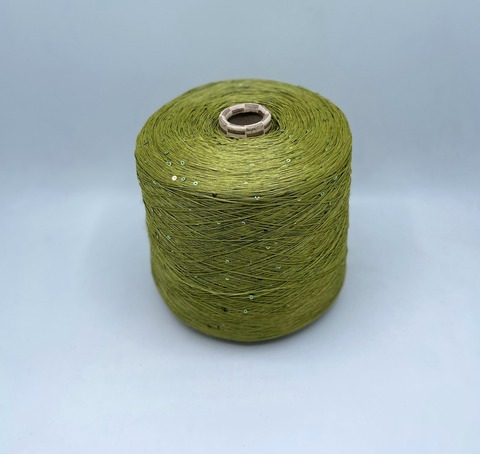 G&G Filati (пр.Италия), art-Lino 680м/100гр, 100%Лен +пайетка, цвет-Травяной. арт.30400