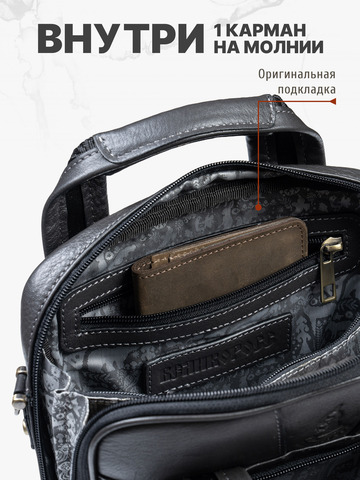 Кожаный мужской кейс-планшет компактный тёмно-серого цвета