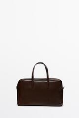 Massimo Dutti Средняя цилиндрическая сумка из кожи наппа, коричневый