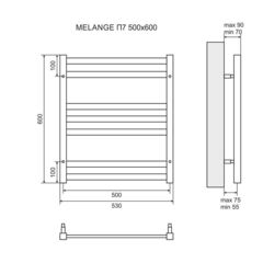 Полотенцесушитель водяной Lemark Melange - LM49607W  (П7 500x600), белый