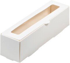 Коробочка на 6 макарон с окном белая 18*5.5*5.5 см