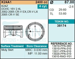 Поршень двигателя TEIKIN 38174 0.50 (4шт/упак)
