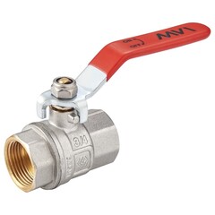 Кран латунный шаровой MVI BV.511, DN 32, PN 40, никелированный, полнопроходной, муфта-муфта, рычаг
