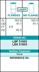 Гильза блока цилиндров TEIKIN LSX51605 (4шт/упак) не хонингованная