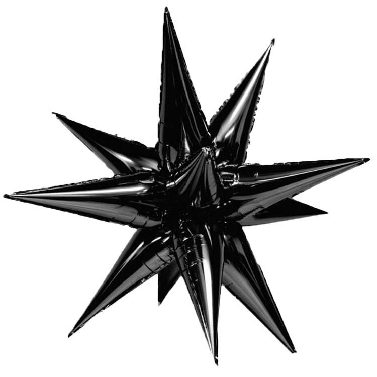 Шар К 50''/127 см, Звезда, составная 12 лучиков, Черный, 1 шт. (под гелий)