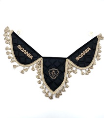 Вымпел тройной Scania (экокожа, черный с бежевой вышивкой)