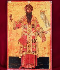 Кирилл архиепископ Александрийский святитель. Деревянная икона на левкасе