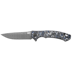 Фото Складной нож Zero Tolerance 0450MMC, сталь Vegas Forge Damascus, рукоять титан/карбон, черно-синий