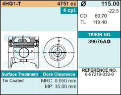 Поршень двигателя TEIKIN 39676AG 0.50 (4шт/упак)