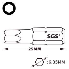 Бита шестигранная HEX 3,0 х25мм S2 20шт SGS 6325-H3.0-20