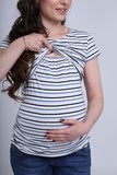 Футболка для беременных и кормящих 07690 полоска