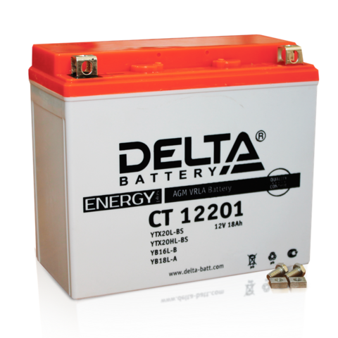 АККУМУЛЯТОР DELTA CT 12201 (YTX20L-BS, YTX20HL-BS,YB16CL-B, YB16L-B, YB18L-A, ETX20HL-BS)