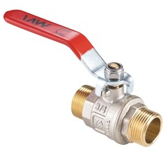 Кран латунный шаровой MVI BV.516, DN 25, PN 40, никелированный, полнопроходной, штуцер-штуцер, рычаг