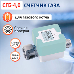 Счетчик газа СГБ-4,0 гайка-штуцер мята
