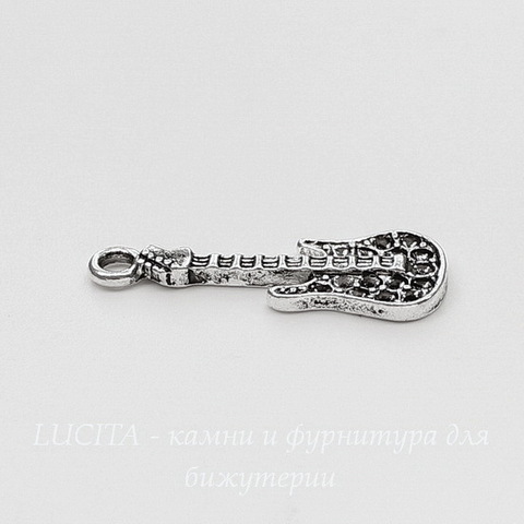 Подвеска "Гитара" 31х12 мм (цвет - античное  серебро)