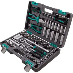 Набор инструментов, 1/2", 1/4", CrV, 69 предм.// STELS 14108