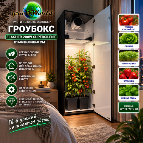 В160хД60хШ60 ГроуБокс FLASHER 200W LED SUPERSILENT