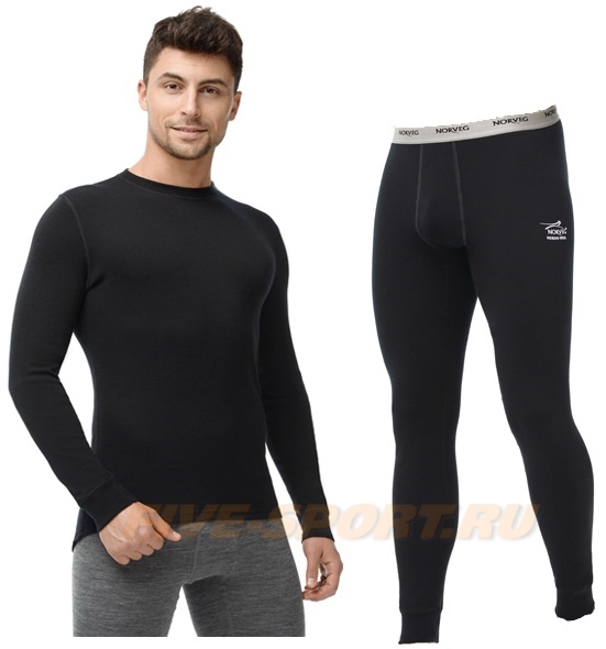 Комплект термобелья с шерстью мериноса Norveg Soft Black мужской