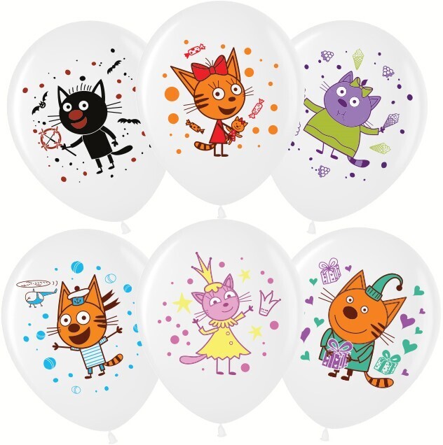МЛ 12''/30 см, Три Кота, Играем вместе, Белый (200), пастель, 2 ст., 25 шт