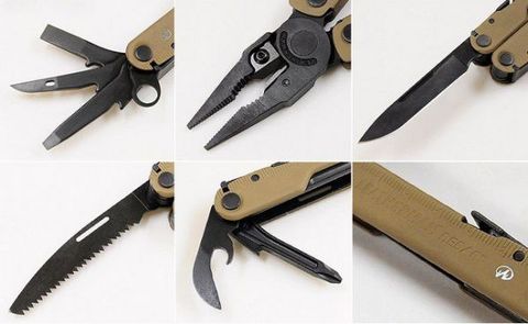 Мультитул Leatherman Rebar Coyote Tan, чёрно-бежевый, 17 функций, нейлоновый чехол (832406) - Multitool-Leatherman.Ru