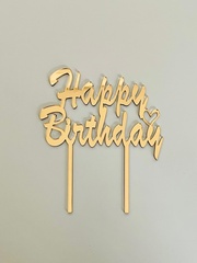 Топпер Happy Birthday1 пл.зеркальный золото