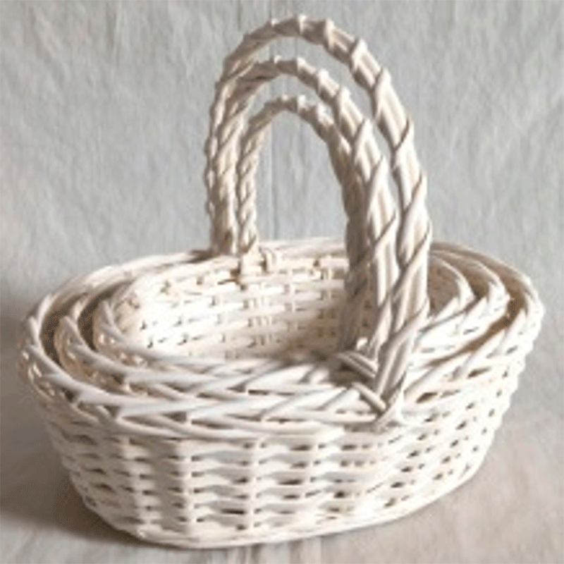 Корзина плетеная с ручкой, Ива белая, средняя, 26*20*11,5 см