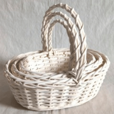 Корзина плетеная с ручкой, Ива белая, средняя, 26*20*11,5 см