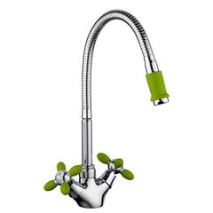 Смеситель для кухни, Frud, гибк излив, с кран-буксой, зел, R43127-6