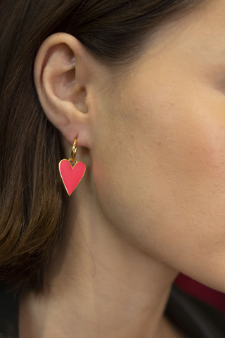 Серьги Лавхарт, серебро 925, позолота 18k, розовая эмаль 2