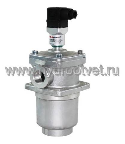 Фото RFBN/HC60DC10D1.X/-L24 AL - Сливной фильтр гидравлический одинарный модели RF с алюминиевым корпусом тонкость фильтрации 10 мкм, типоразмер 60, вид присоединения: резьба G3/4, материал корпуса - алюминий, рабочее давление до 25 бар, визуально-электрический (лампа с напряжением 24В) индикатор загрязнения