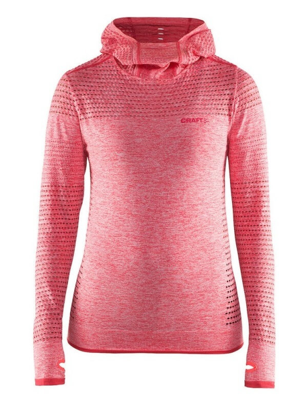 CRAFT CORE SEAMLESS женская спортивная рубашка с капюшоном red