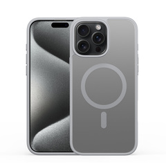 Прозрачный матовый чехол с серыми рамками и с MagSafe от Dux Ducis для iPhone 15 Pro, серия Yind Series Case