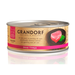 Влажный корм GRANDORF Tuna in Broth филе тунца в бульоне консервы для кошек (в желе) 6уп по 70гр