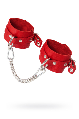 Оковы Pecado BDSM, мягкие с люверсами, натуральная кожа, красные