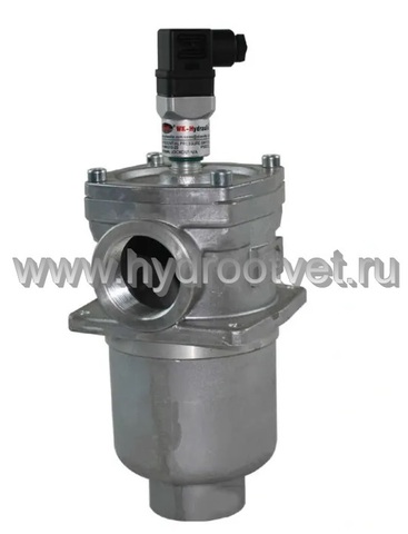 Фото RFBN/HC110DC10C1.X AL - Сливной фильтр гидравлический одинарный модели RF с алюминиевым корпусом тонкость фильтрации 10 мкм, типоразмер 110, вид присоединения: резьба G3/4, материал корпуса - алюминий, рабочее давление до 25 бар, электрический индикатор загрязнения