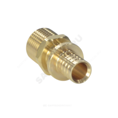 Муфта для PE-X труб аксиальная латунь Дн 16х3/4" НР РОС