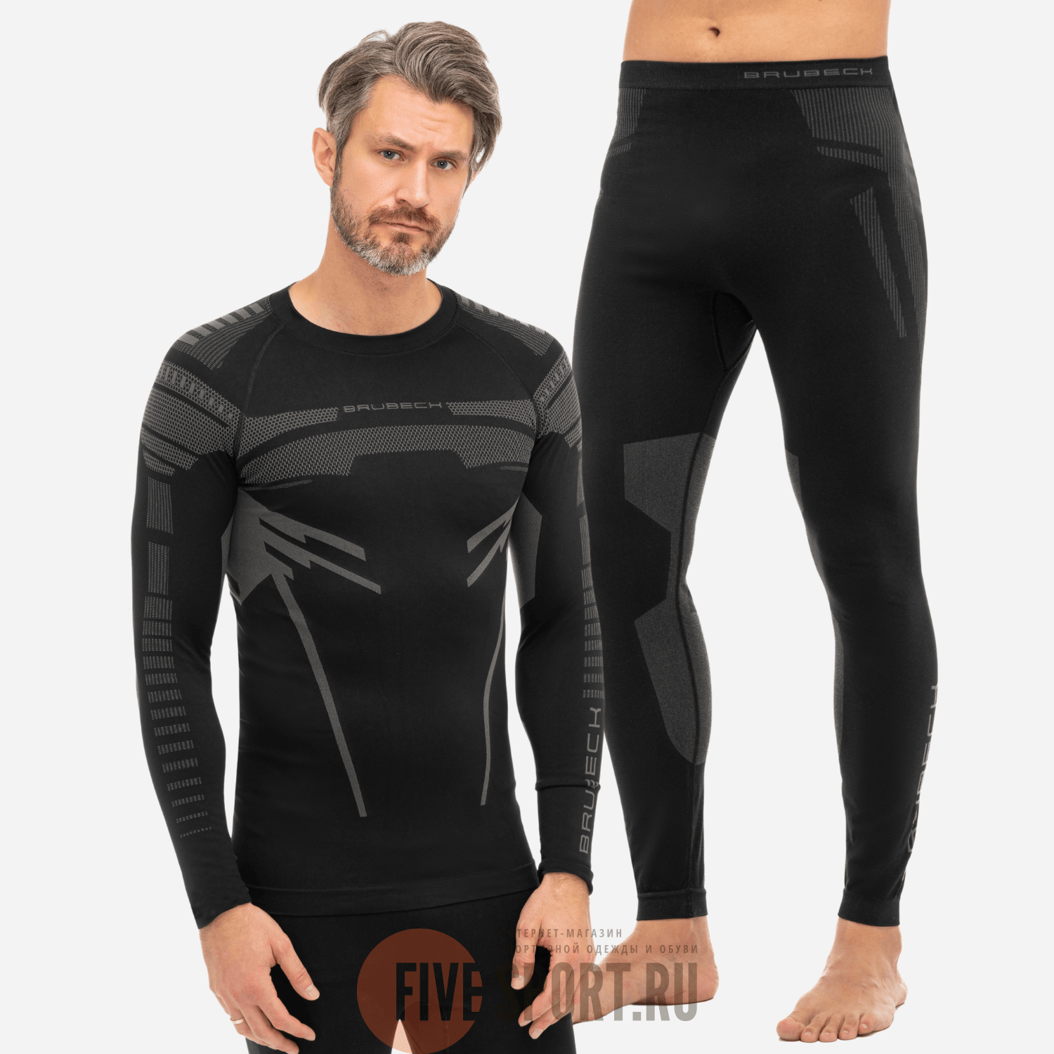 Мужской комплект термобелья Brubeck Dry black-graphite