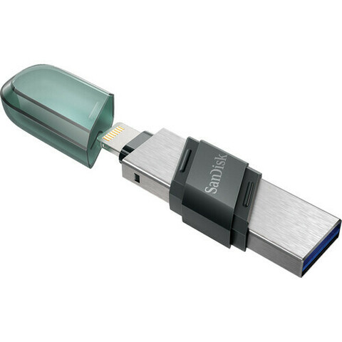 Флеш-накопитель SanDisk 256 ГБ iXpand Flash Drive Flip Lightning to USB-A Silver/Green