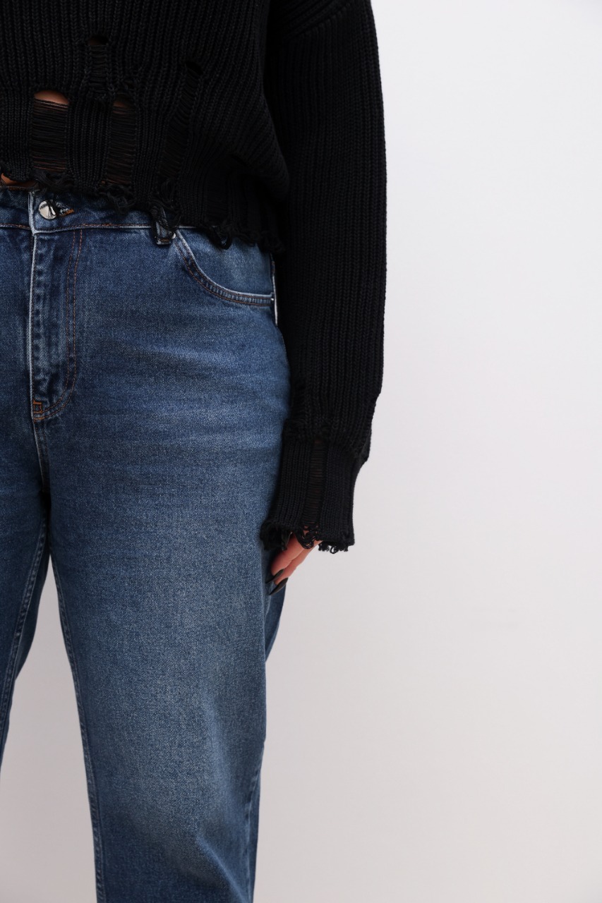 Джинсы mom fit, синий