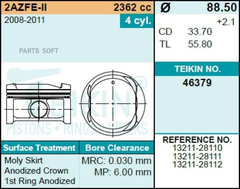 Поршень двигателя TEIKIN 46379 0.50 (4шт/упак)