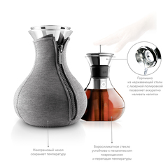 Чайник заварочный tea maker в неопреновом текстурном чехле, 1 л, темно-серый