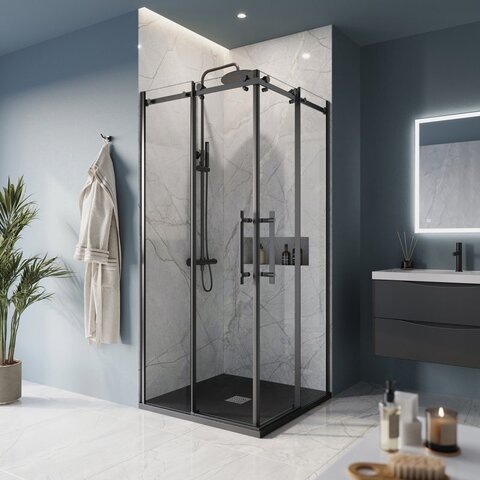 BelBagno Marino MARINO-A-2-100-C-NERO Душевой уголок, 100x100, цвет: чёрный