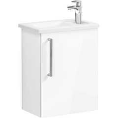 VitrA Root 66330 Тумба 45 см с квадратной раковиной, с дверцей, глянцевый белый, правосторонняя фото
