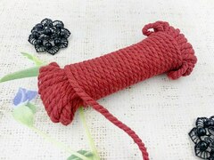 Шнур витой х/б, ш. 6 мм, бордовый