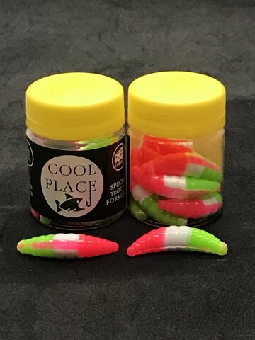 Форелевая силиконовая приманка COOL PLACE MAGGOT 1.6 цвет ЗЕЛЕНО-БЕЛЫЙ-РОЗОВЫЙ СЫР продажа от 2 шт.