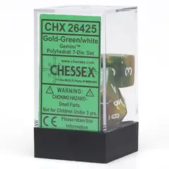 Chessex 7-dice set Gemini Gold-Green/White