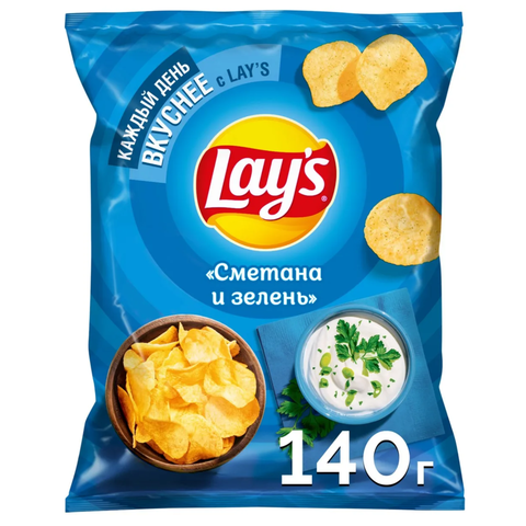 Чипсы LAYS сметана и зелень 140г