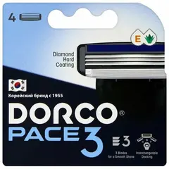 DORCO PACE3 4'S сменные кассеты с 3 лезвиями NEW (Ю.Корея)